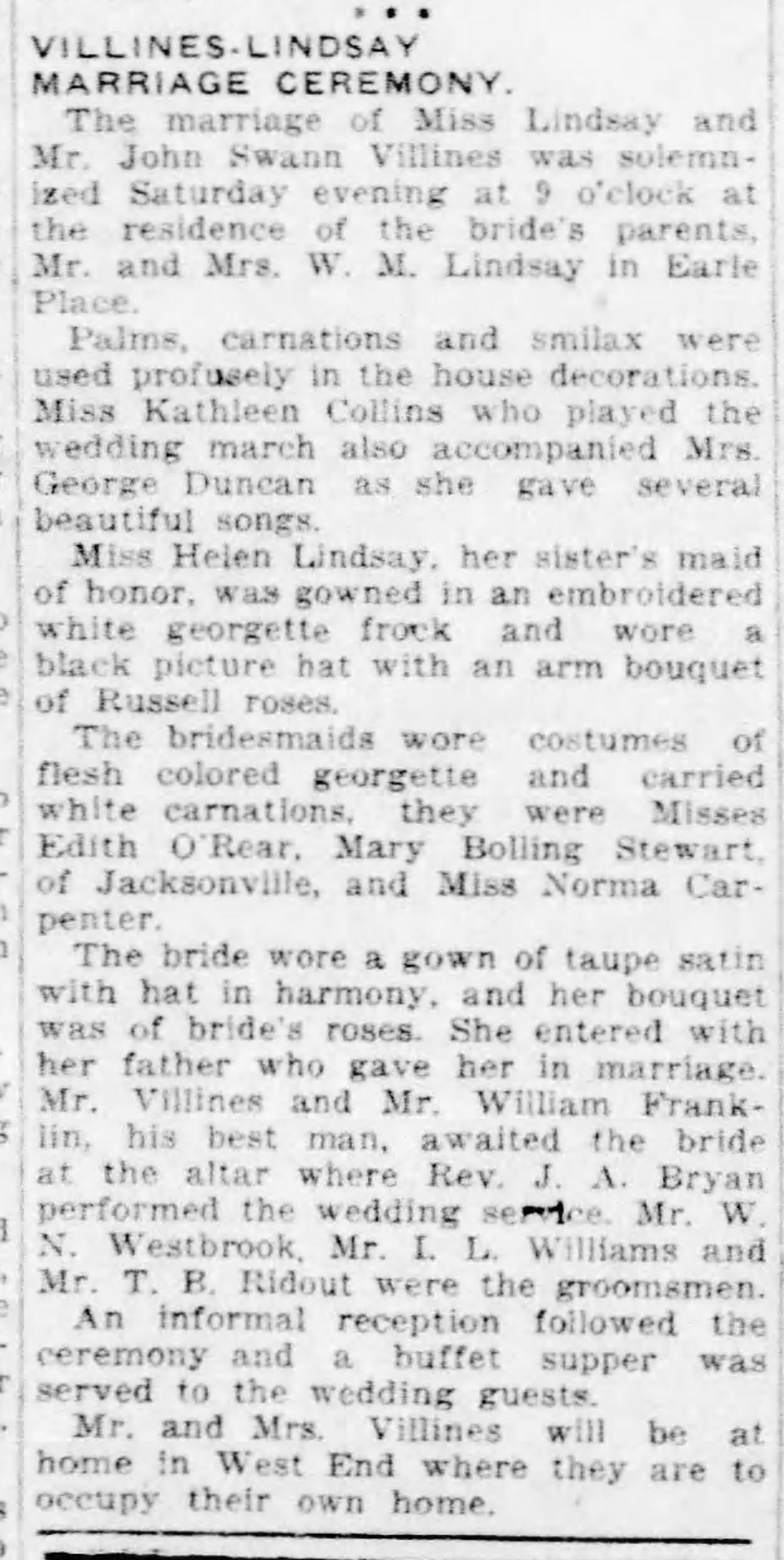 Miss Lindsay-John Swann Villnes